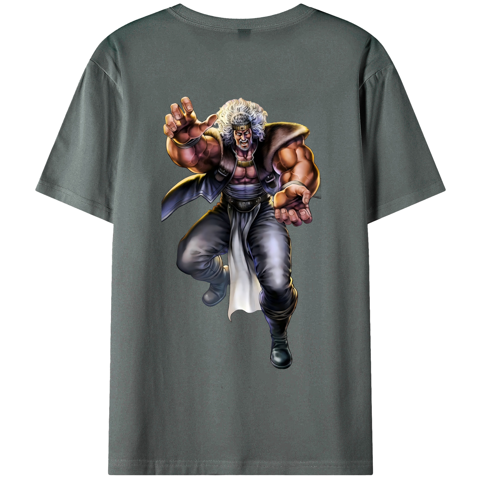 （画像用） 北斗の拳 Fist of the North Star 綿100％ メンズ半袖Tシャツ（バックプリント） 通気性